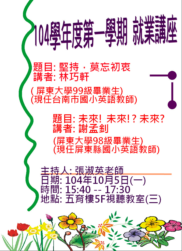 英語學系演講－堅持莫忘初衷與未來! 未來!? 未來?